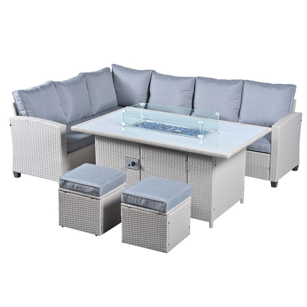 5060832774826_Juniper 8 Seat Corner Gas Firepit Rattan Dining Set - Light Grey (1)