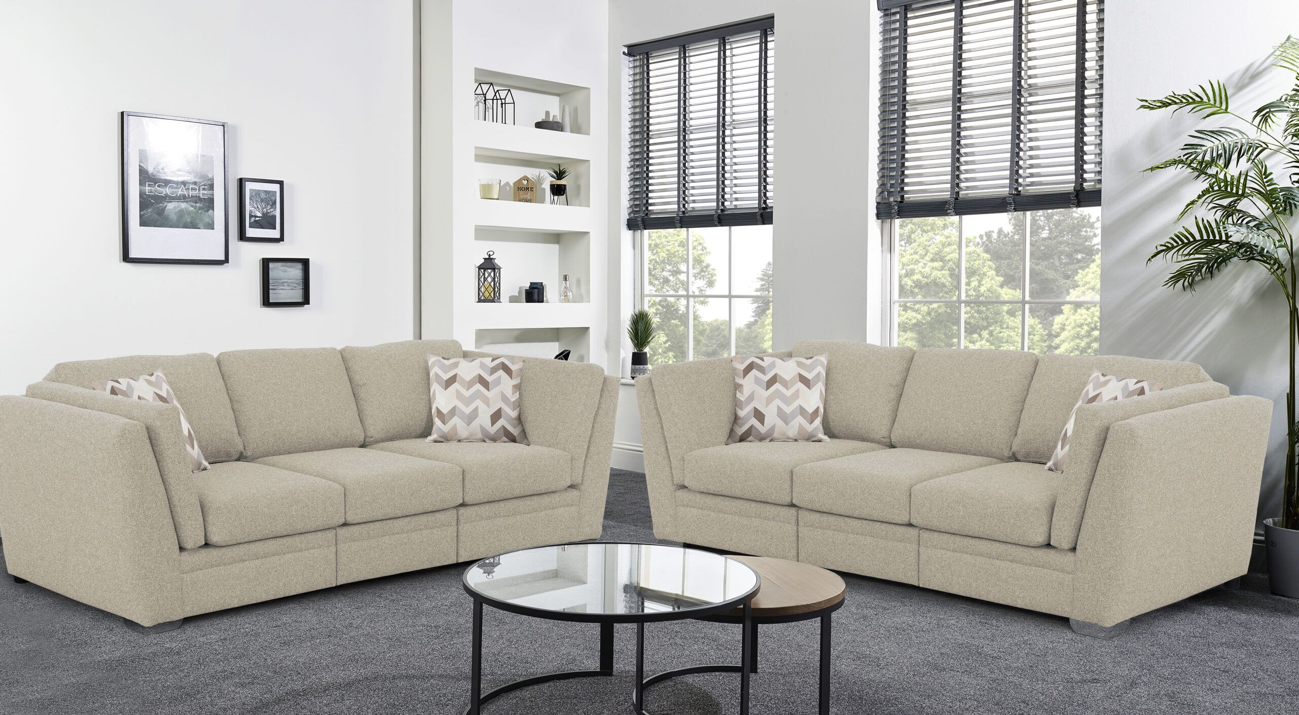 California 3+3 seater Ashley Oatmeal