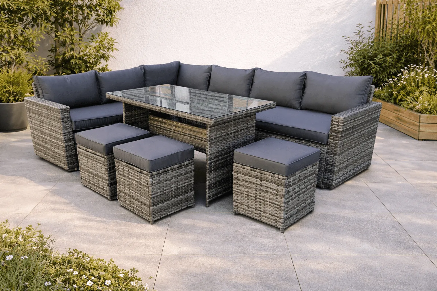 5060832774918_Rowan Grey 9 Seat Corner Rattan Dining Set - Fixed Table (1)