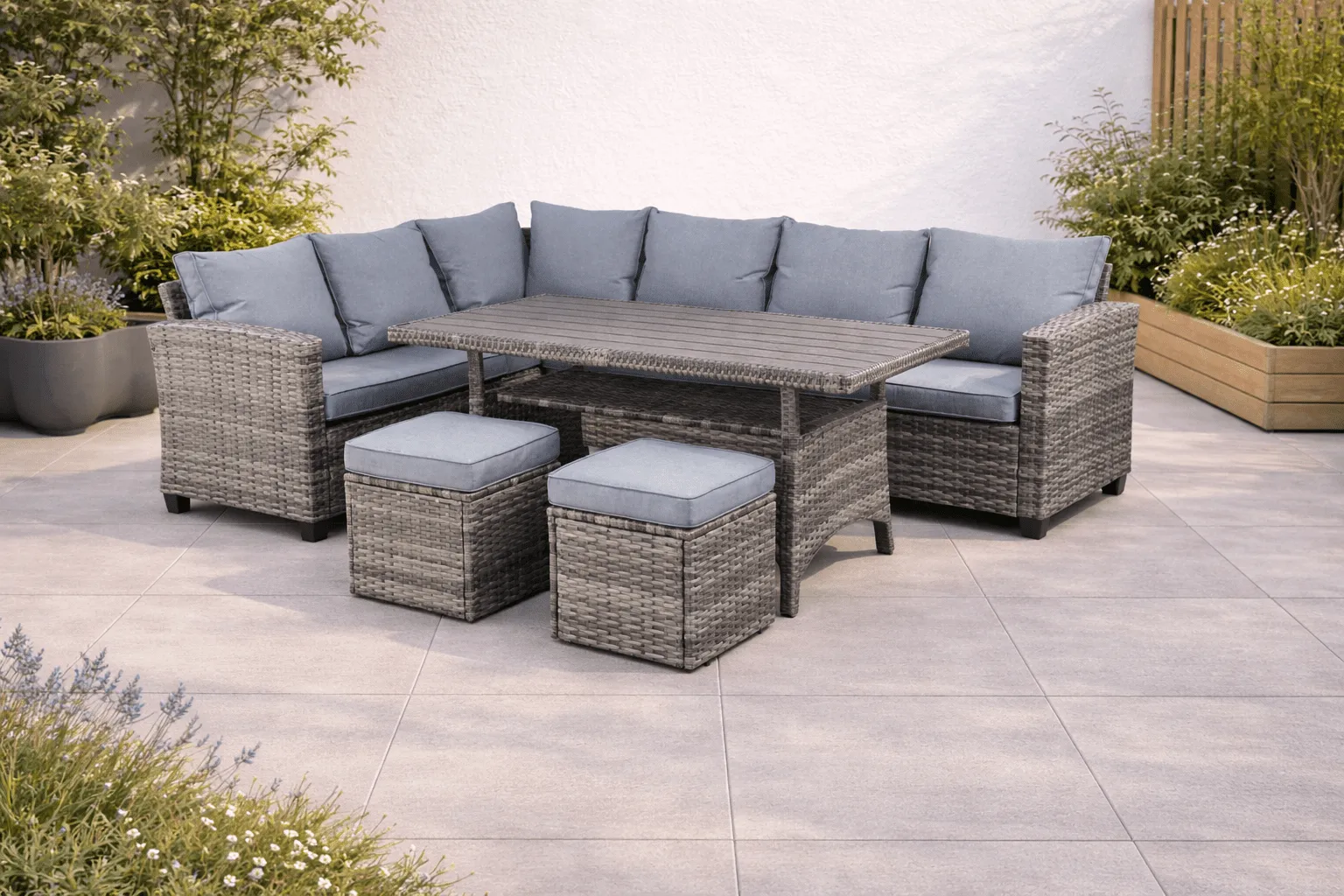 5060832774949_Birchwood 8 Seat Rattan Corner Sofa Dining Set - Mixed Grey (1)