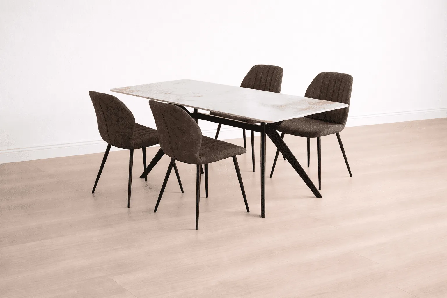 Magnolia Marble Dining Table with Bramble Chairs_Grey