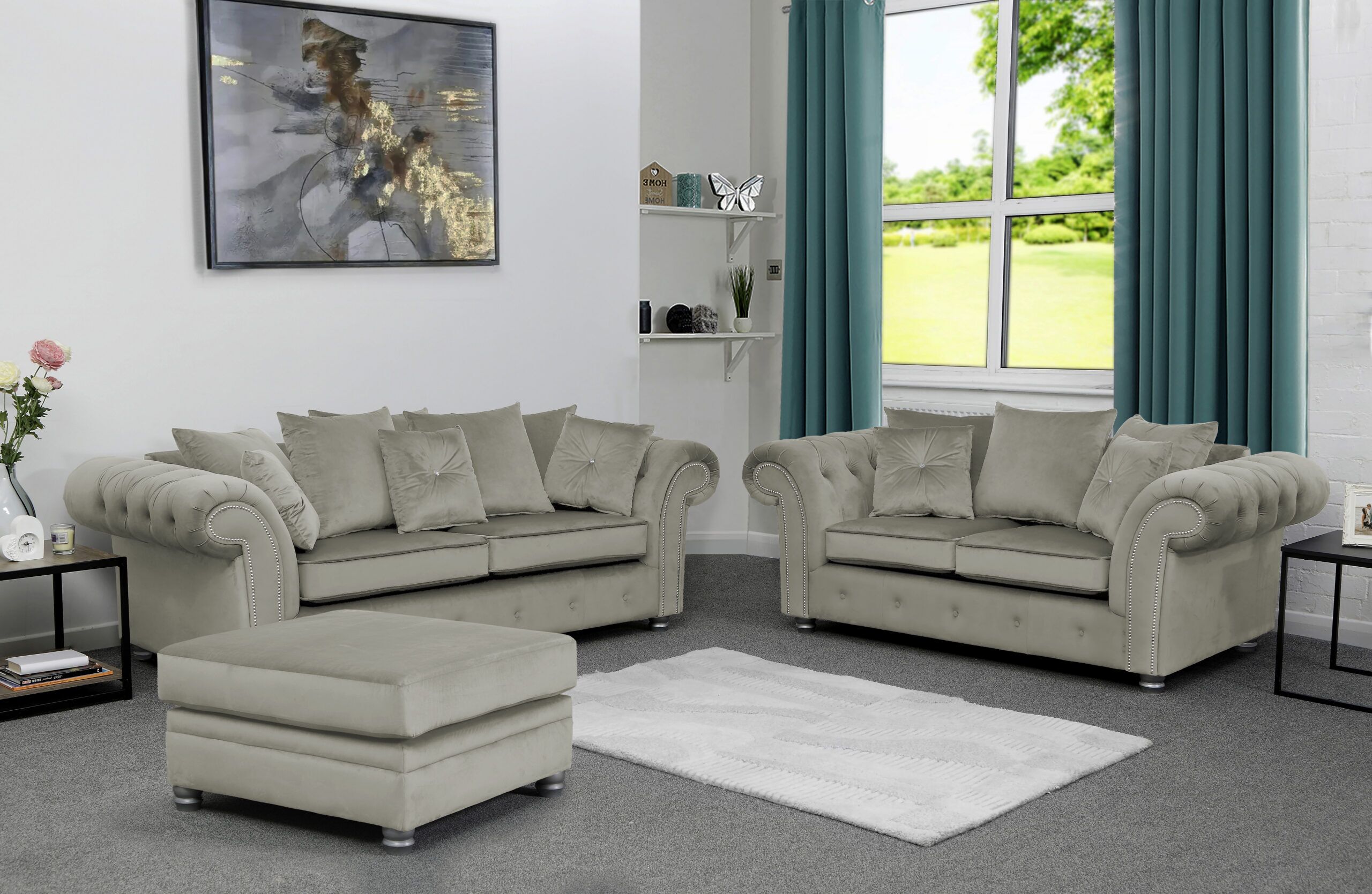 Belmont 3+2+Stool set Mink