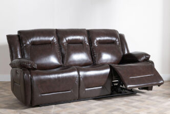 Adell Dark Brown Leather 3 Seater Sofa