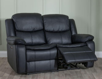 Onyx Black Leather 2 Seater Recliner Sofa