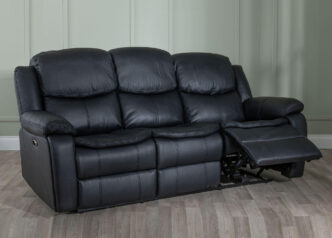 Onyx Black Leather 3 Seater Recliner Sofa