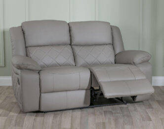 Declo Light Grey Leather 2 Seater Sofa
