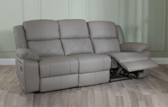 Declo Light Grey Leather 3 Seater Sofa