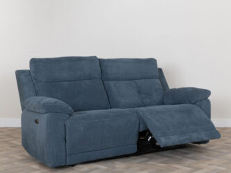 Cadiz Ancona Blue Fabric 3 Seater Electric Recliner Sofa