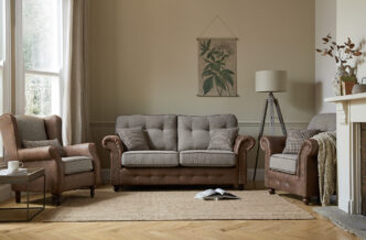 Barcelona 3 Seater Sofa with Armchair and Wing Back Chair