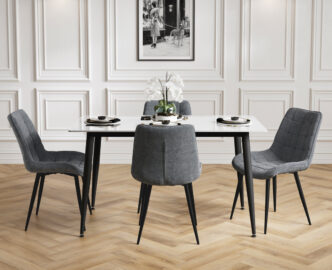 Luna 4 Seater Marble Effect Dining Set