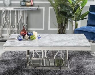 Mercury Grey Marble and Chrome Coffee Table