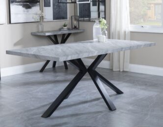 Cadell Grey Concrete Effect 6 Seater Dining Table with Black Spider Legs