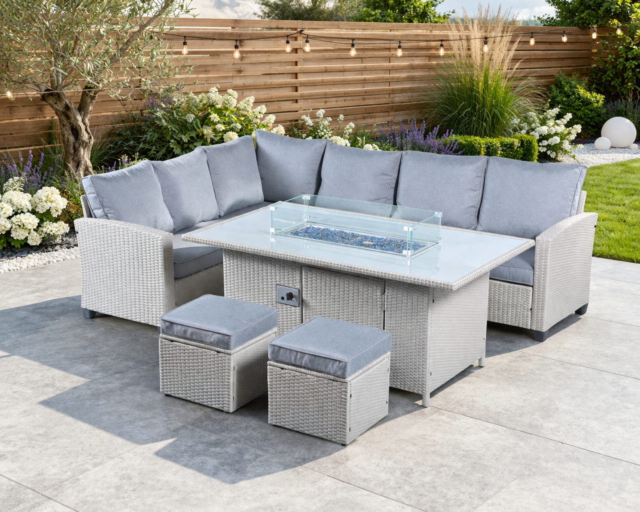 5060832774826_Juniper 8 Seat Corner Gas Firepit Rattan Dining Set - Light Grey (2)