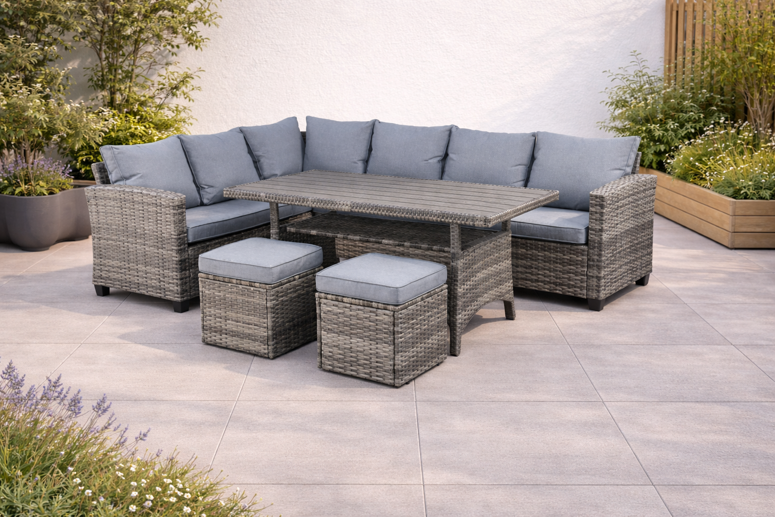 5060832774949_Birchwood 8 Seat Rattan Corner Sofa Dining Set - Mixed Grey (1)