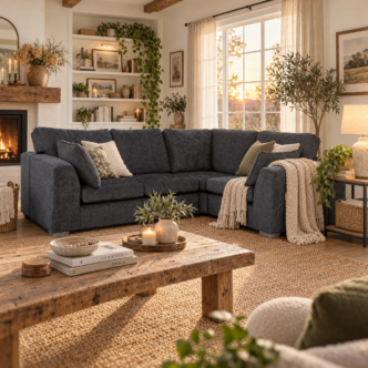Finch Small Corner Sofa Charcoal - Right Handed