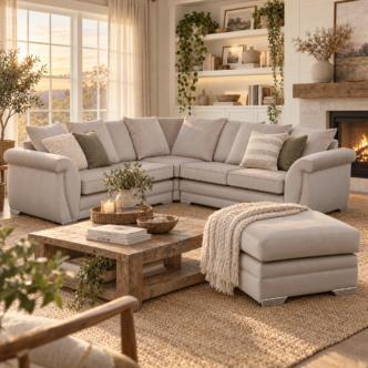 Kingfisher Large Corner Sofa with Footstool - Mink