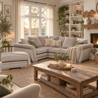 Kingfisher Small Corner Sofa with Footstool - Mink - Left Handed