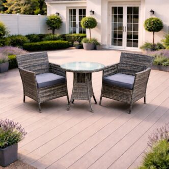 Aspen Rattan Natural Bistro Set with outdoor cushion