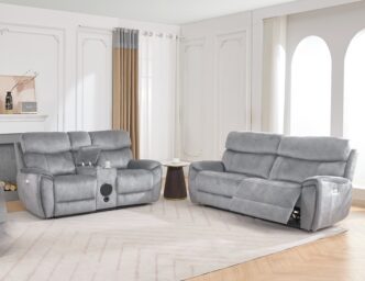 Seville Suede Electric Recliner 3 Seater & 2 Seater Console