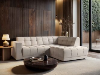 Manhattan 3-Seater Right Corner Beige Dapple Fabric Sofa