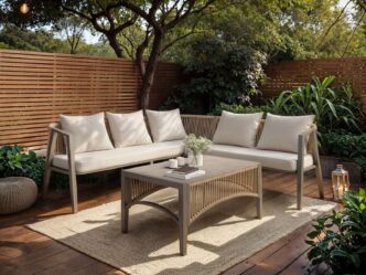 Sussex Corner Sofa & Coffee Table Garden Set Beige