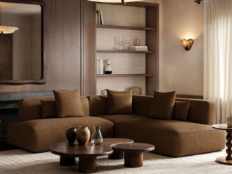 Ferguson Large Corner 5 Seater Sofa Brown Chenille