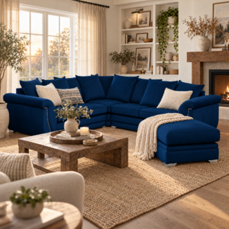 Kingfisher Large Corner Sofa with Footstool - Royal