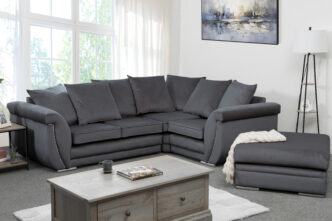 Kingfisher Small Corner Sofa with Footstool - Granite - Right Handed