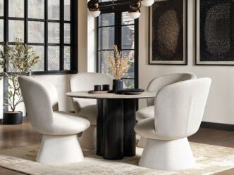 Tiber Dining Table Black with Aiko Chairs Set of 4