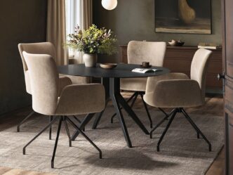 Tino Round Mottled Glass Dining Table with Kora Chairs Set of 4