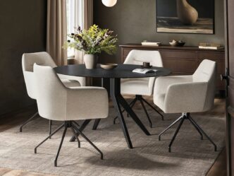 Tino Round Mottled Glass Dining Table with Isla Chairs Set of 4