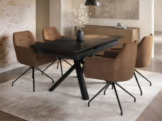Carrera Dining Set - Extendable Table with 4 Swivel Chairs