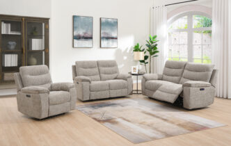 Newport 3 & 2 Seater Electric Recliner Sofas + Armchair - Fawn
