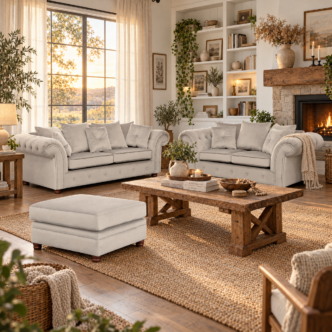 Belmont 3 & 2 Seater Sofas with Footstool Mink