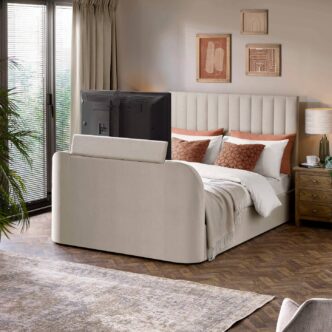 Alana Side-Lift Ottoman TV Double Bed - Cream