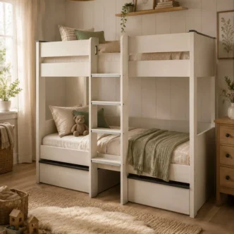 Celeste Bunk Bed with Drawers - White