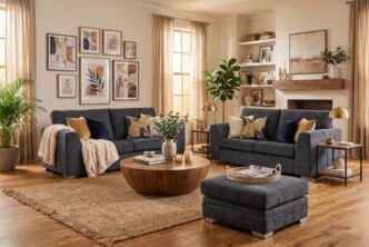 Finch 3 & 2 Seater Sofas with Footstool Charcoal