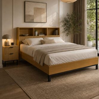 Sia Bookcase Headboard Double Bed