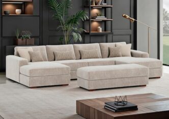 Henley Stone U Shape Sofa & Large Footstool