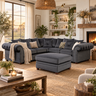 Belmont Large Corner Sofa with Footstool Granite
